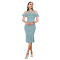 HD Women's Knitting stretchable Solid Round Neck Sleeveless Dress (Pista )