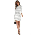 HD Women's Polyester Solid High Neck Full Sleeve Dress (White)