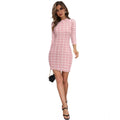 HD Women's Polyester Solid High Neck Full Sleeve Dress (Peach)