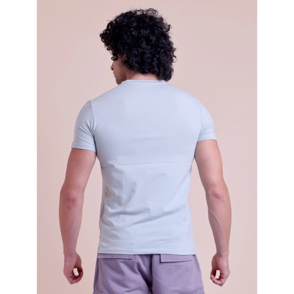 HamariDookan Men's Casual Cotton Solid Half Sleeve Round Neck T-Shirt (Grey)