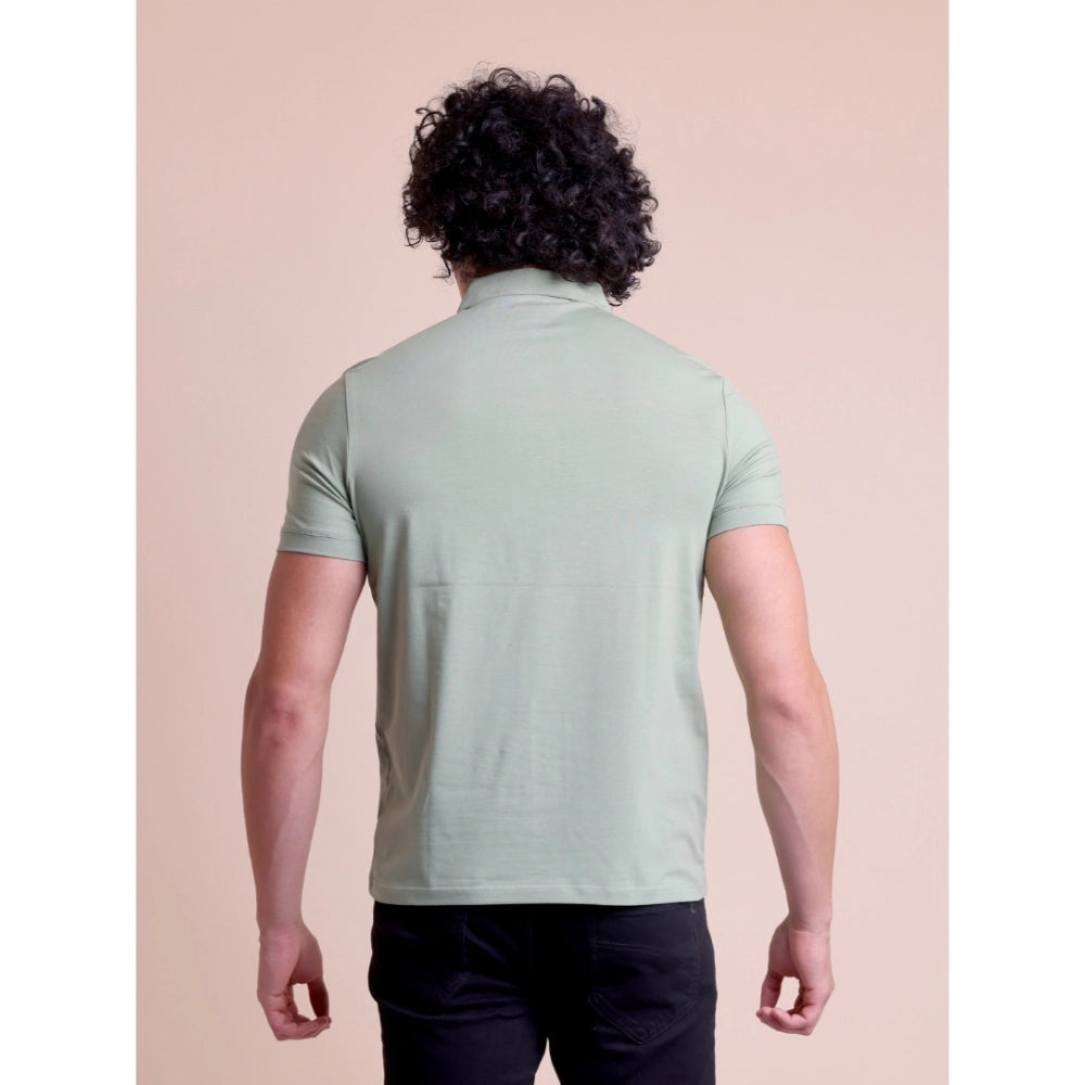 HamariDookan Men's Casual Cotton Solid Half Sleeve Polo Neck T-Shirt (Newsage)