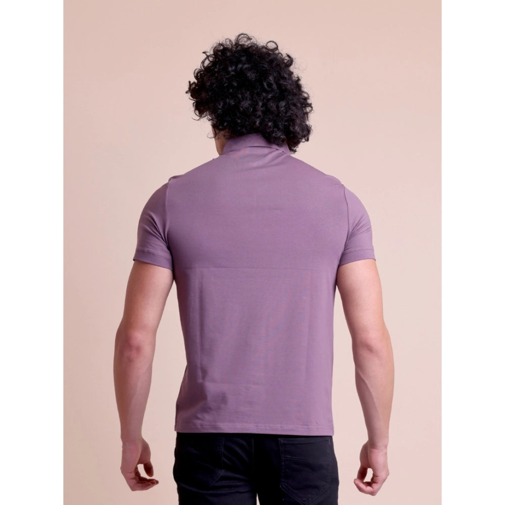 HamariDookan Men's Casual Cotton Solid Half Sleeve Polo Neck T-Shirt (Berry)