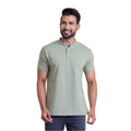 HamariDookan Men's Casual Cotton Solid Half Sleeve Mandarin Collar T-Shirt (Newsage)
