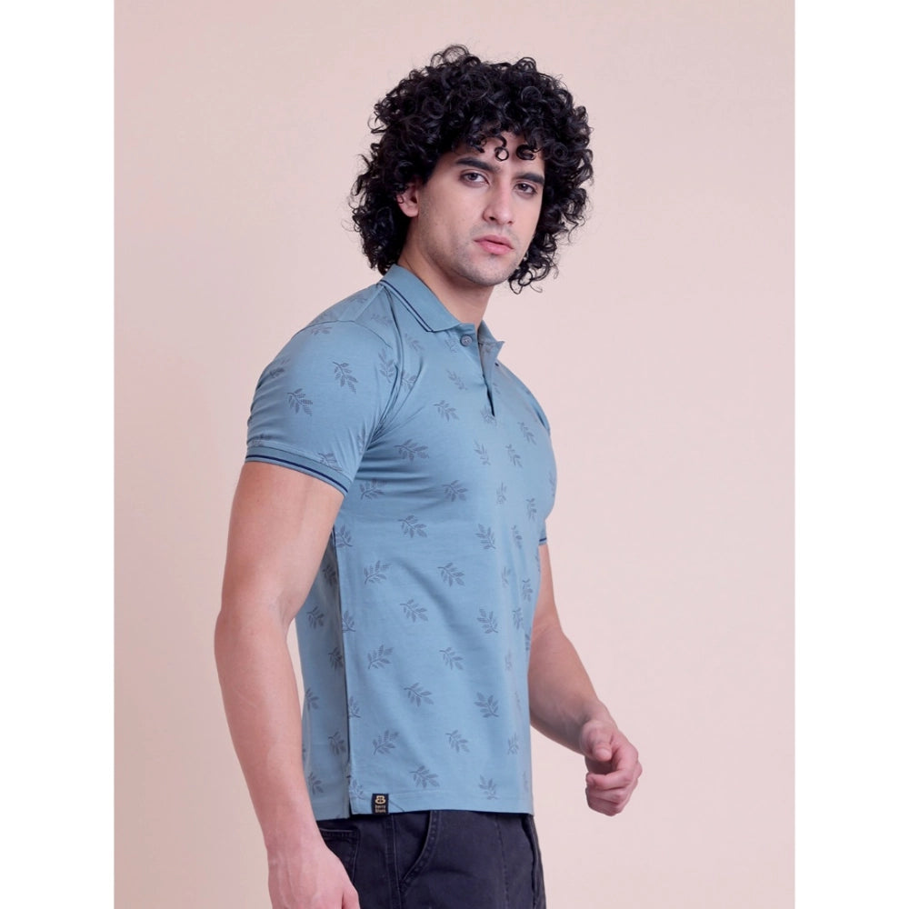 HamariDookan Men's Casual Cotton Printed Half Sleeve Round Neck T-Shirt (Green)