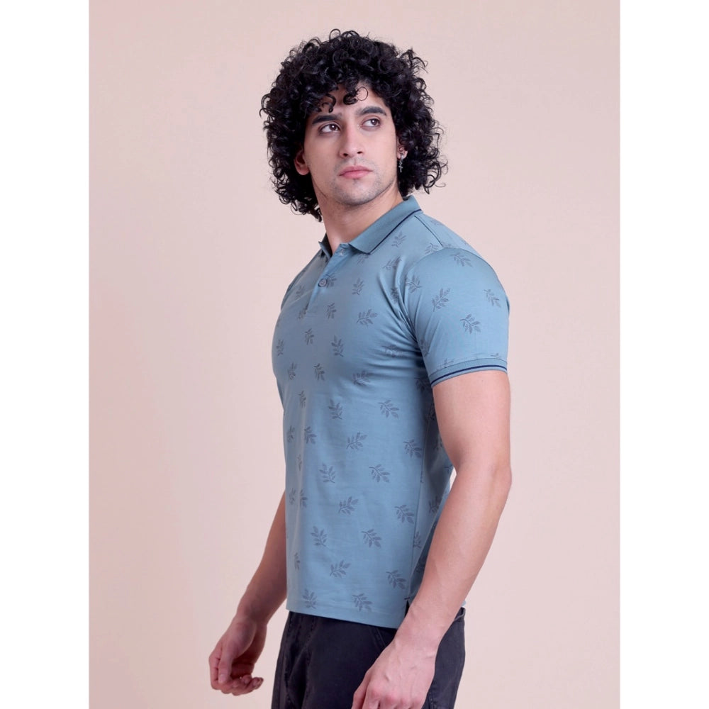HamariDookan Men's Casual Cotton Printed Half Sleeve Round Neck T-Shirt (Green)