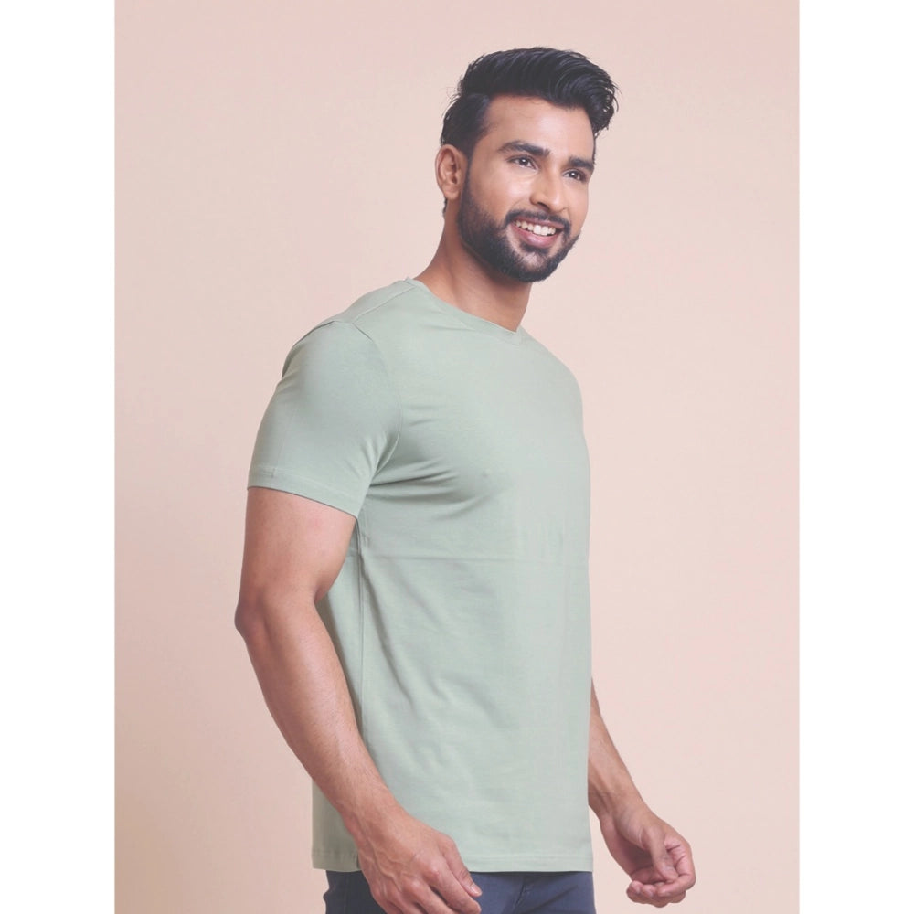 HamariDookan Men's Casual Cotton Solid Half Sleeve Round Neck T-Shirt (Newsage)