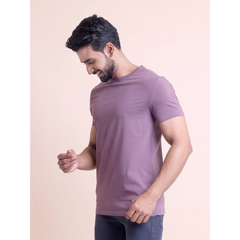 HamariDookan Men's Casual Cotton Solid Half Sleeve Round Neck T-Shirt (Berry)