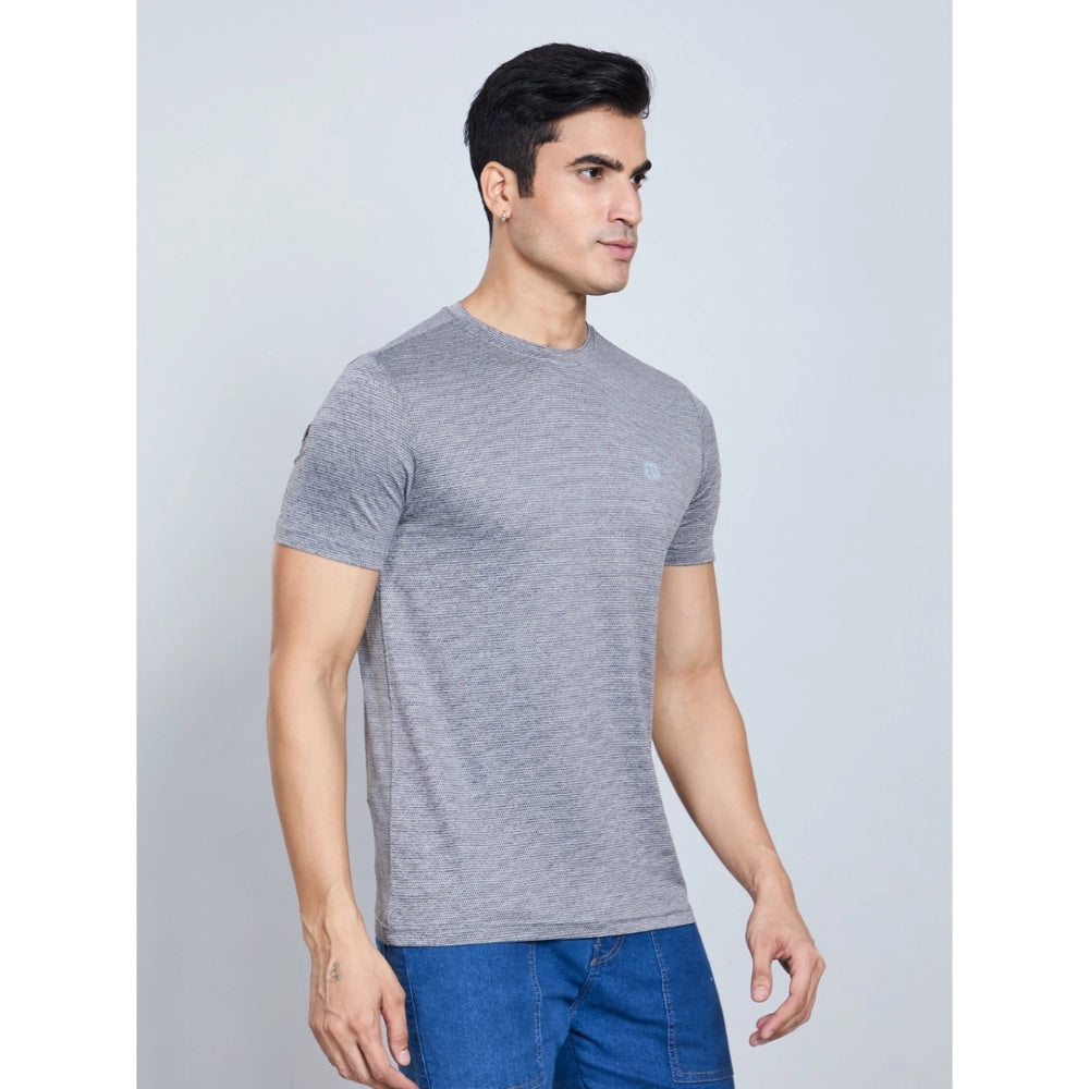 HamariDookan Men's Casual Nylon Solid Half Sleeve Round Neck T-Shirt (Black)