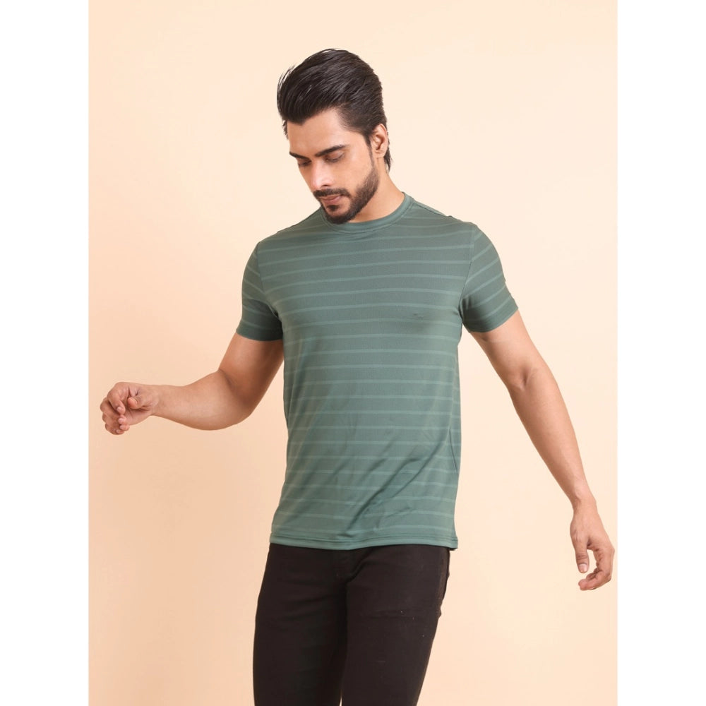 HamariDookan Men's Casual Nylon Solid Half Sleeve Round Neck T-Shirt (Green)