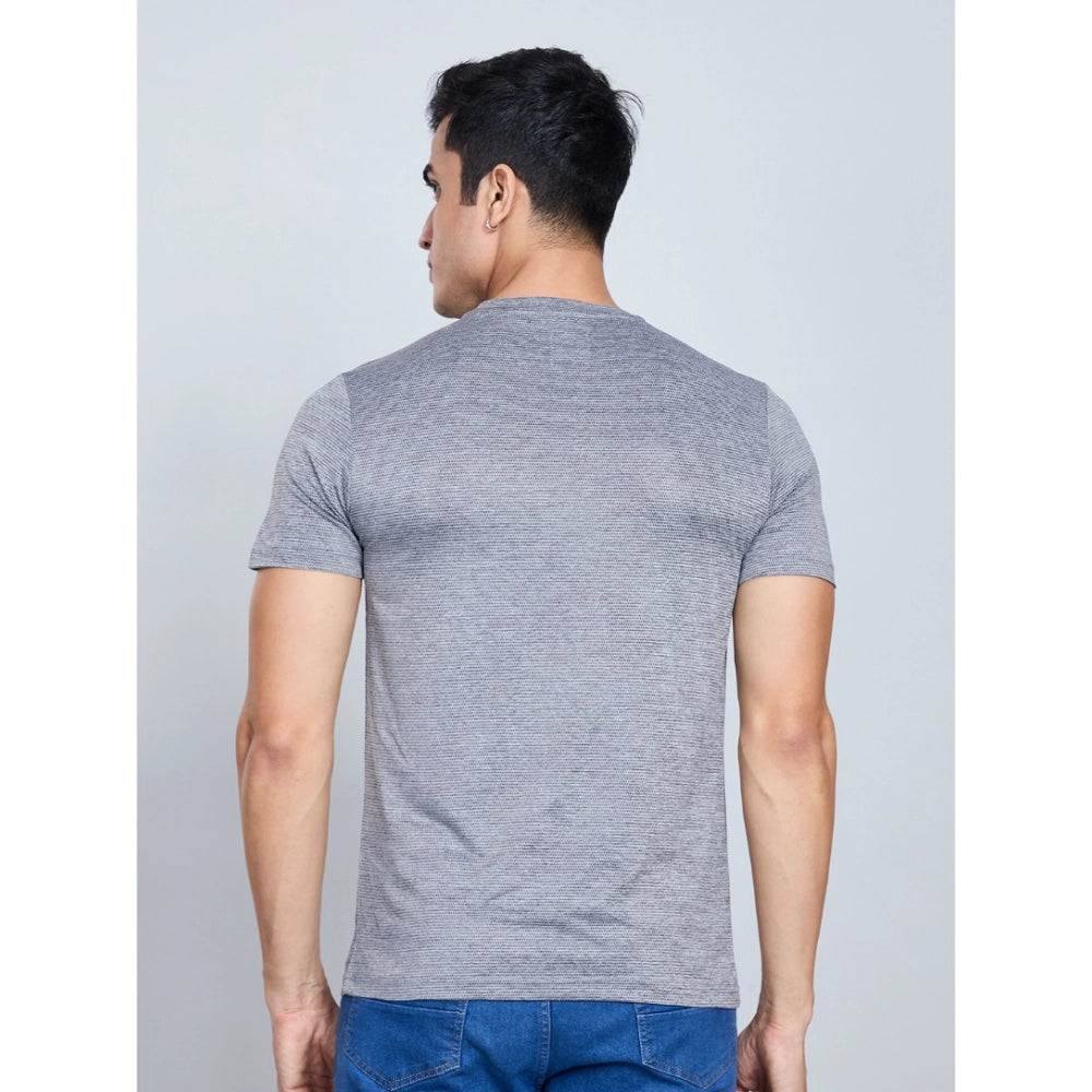 HamariDookan Men's Casual Nylon Solid Half Sleeve Round Neck T-Shirt (Black)