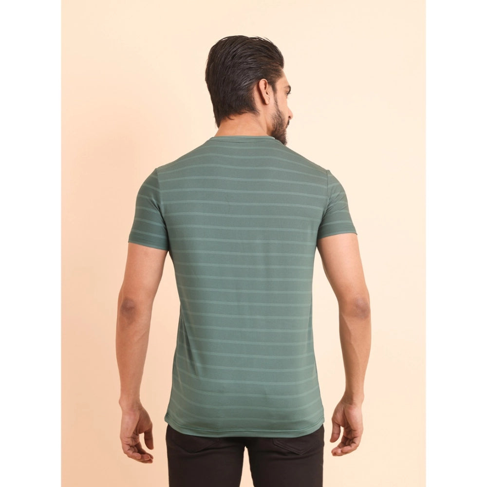 HamariDookan Men's Casual Nylon Solid Half Sleeve Round Neck T-Shirt (Green)