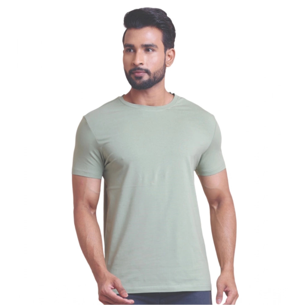 HamariDookan Men's Casual Cotton Solid Half Sleeve Round Neck T-Shirt (Newsage)