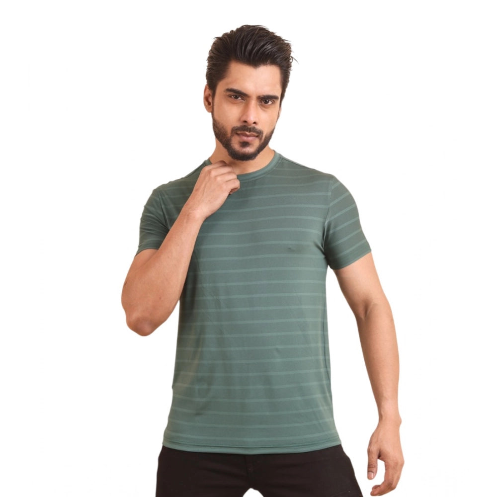 HamariDookan Men's Casual Nylon Solid Half Sleeve Round Neck T-Shirt (Green)