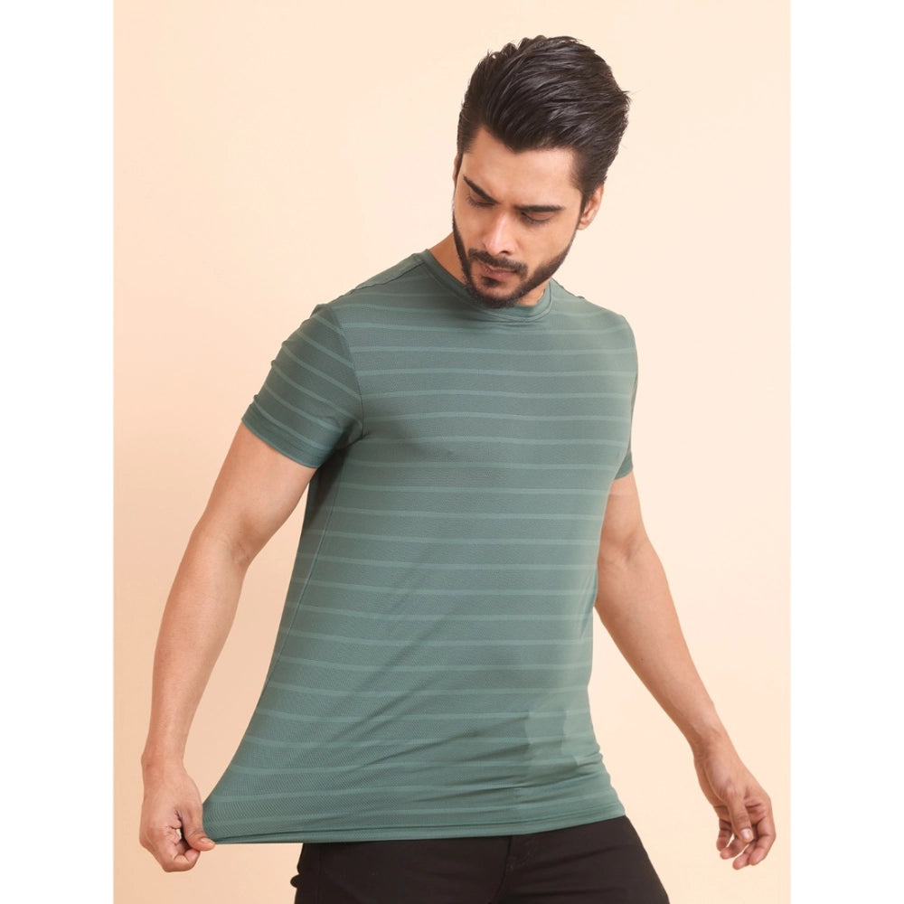 HamariDookan Men's Casual Nylon Solid Half Sleeve Round Neck T-Shirt (Green)