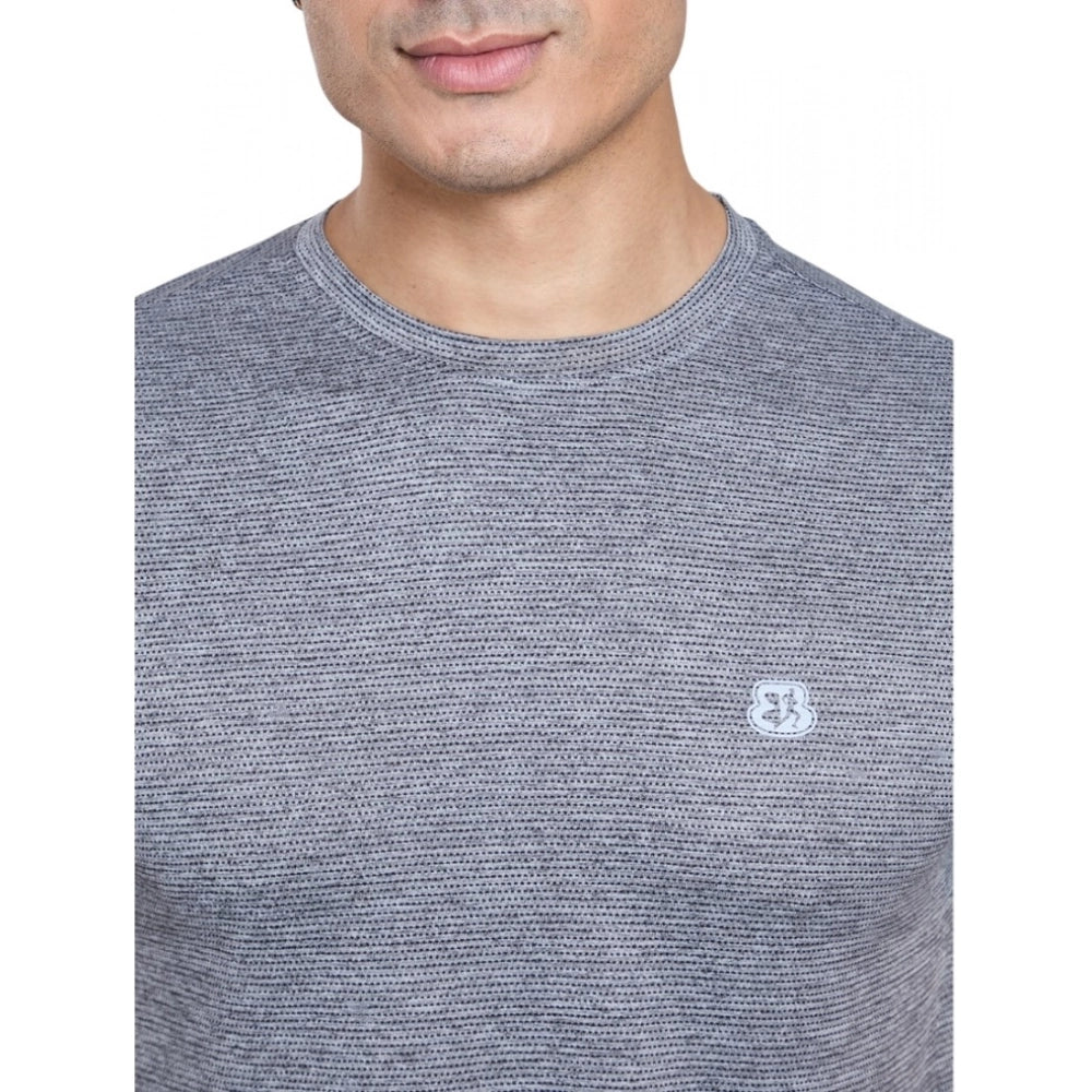 HamariDookan Men's Casual Nylon Solid Half Sleeve Round Neck T-Shirt (Black)