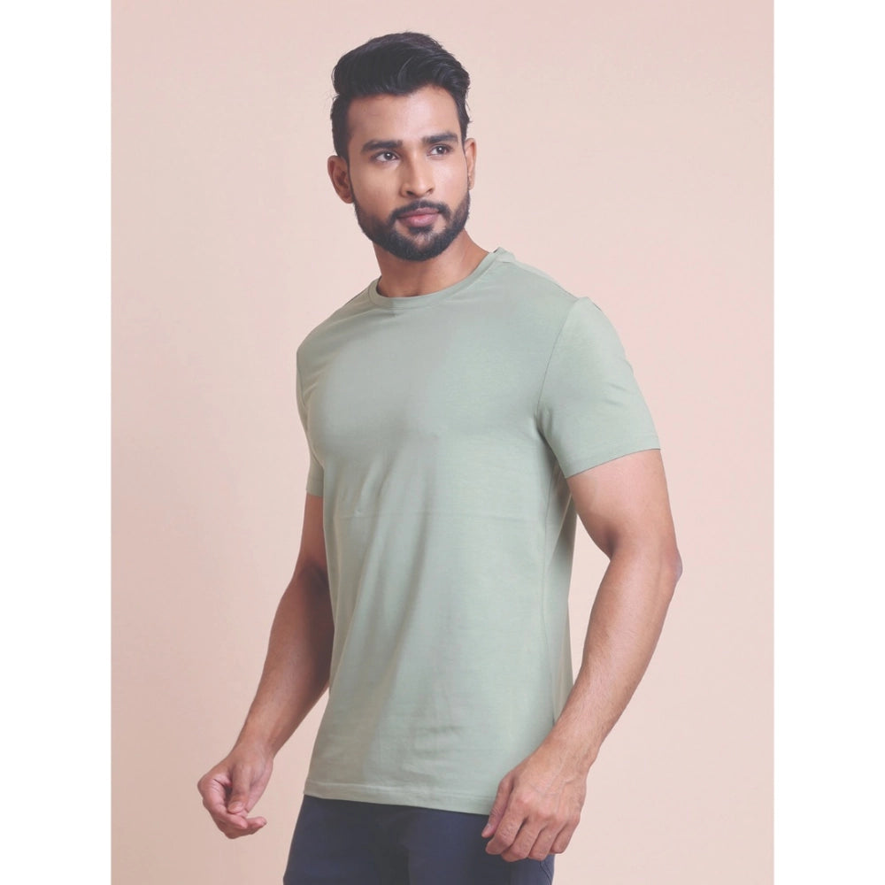 HamariDookan Men's Casual Cotton Solid Half Sleeve Round Neck T-Shirt (Newsage)