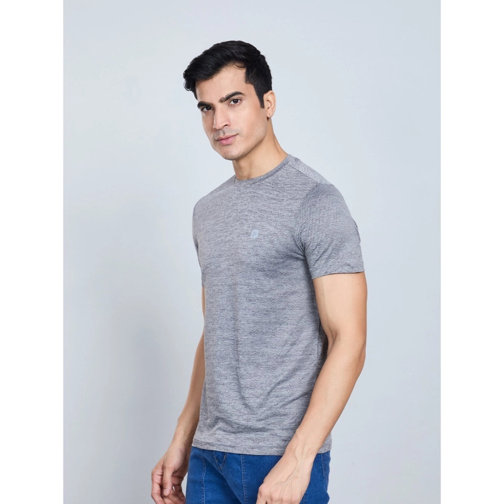 HamariDookan Men's Casual Nylon Solid Half Sleeve Round Neck T-Shirt (Black)