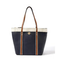 Women's Faux Leather Large Shoulder Zipper Handbag (Dark Blue)