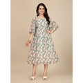 HD Women's Georgette Printed Round Neck Short Sleeve Dress (Pink)
