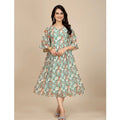HD Women's Georgette Printed Round Neck Short Sleeve Dress (Multicolor)