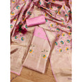 HD Women's Banarasi Silk Printed Unstitched Salwar Suit Material With Dupatta (Pink, 3Mtrs)