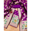 HD Women's Banarasi Silk Printed Unstitched Salwar Suit Material With Dupatta (Purple, 3Mtrs)