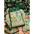 HD Women's Banarasi Silk Printed Unstitched Salwar Suit Material With Dupatta (Green, 3Mtrs)