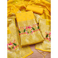 HD Women's Banarasi Silk Printed Unstitched Salwar Suit Material With Dupatta (Yellow, 3Mtrs)