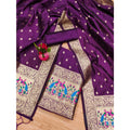 HD Women's Banarasi Silk Printed Unstitched Salwar Suit Material With Dupatta (Purple, 3Mtrs)