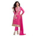 HD Women's Chanderi Unstitched Salwar Suit-Material With Dupatta (Pink,2 Mtrs)