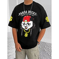 HamariDookan Men's Casual Cotton Blend Printed Round Neck Half Sleeve T-Shirt (Black)