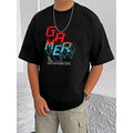 HamariDookan Men's Casual Cotton Blend Printed Round Neck Half Sleeve T-Shirt (Black)