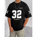 HamariDookan Men's Casual Cotton Blend Printed Round Neck Half Sleeve T-Shirt (Black)