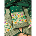 HD Women's Banarasi Silk Printed Unstitched Salwar Suit Material With Dupatta (Bottle Green, 3Mtrs)