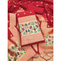 HD Women's Banarasi Silk Printed Unstitched Salwar Suit Material With Dupatta (Red, 3Mtrs)
