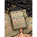 HD Women's Banarasi Silk Printed Unstitched Salwar Suit Material With Dupatta (Black, 3Mtrs)