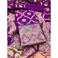HD Women's Banarasi Silk Printed Unstitched Salwar Suit Material With Dupatta (Purple, 3Mtrs)