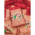 HD Women's Banarasi Silk Printed Unstitched Salwar Suit Material With Dupatta (Red, 3Mtrs)