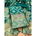 HD Women's Banarasi Silk Printed Unstitched Salwar Suit Material With Dupatta (Rama, 3Mtrs)