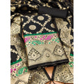 HD Women's Banarasi Silk Printed Unstitched Salwar Suit Material With Dupatta (Black, 3Mtrs)
