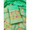 HD Women's Banarasi Silk Printed Unstitched Salwar Suit Material With Dupatta (Sea Green, 3Mtrs)