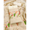 HD Women's Banarasi Silk Printed Unstitched Salwar Suit Material With Dupatta (White, 3Mtrs)