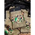 HD Women's Banarasi Silk Printed Unstitched Salwar Suit Material With Dupatta (Black, 3Mtrs)