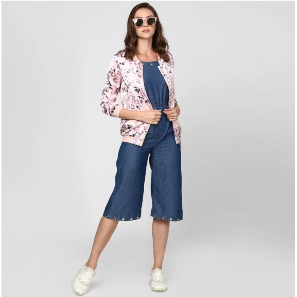 HD Women's Satin Floral 3/4th Sleeve Jacket (Light Pink)