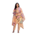 HD Women's Cotton Blend Printed Kurti With Pant Dupatta Set (Orange)