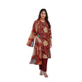 HD Women's Cotton Blend Printed Kurti With Pant Dupatta Set (Rust)