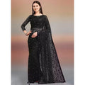 Women's Net Self Design Saree With Unstitched Blouse 5.5Mtr闁?Black)