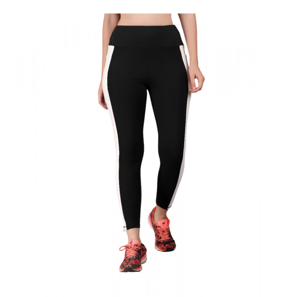 HD Women's Polyester Solid Ankle length High Waisted Tights (Black)
