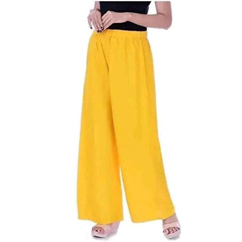 HD Women's Casual Rayon Solid Ankle Length Palazzo (Yellow , Free Size)