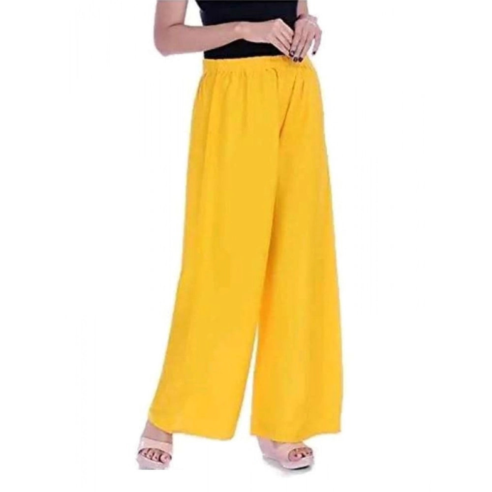 HD Women's Casual Rayon Solid Ankle Length Palazzo (Yellow , Free Size)